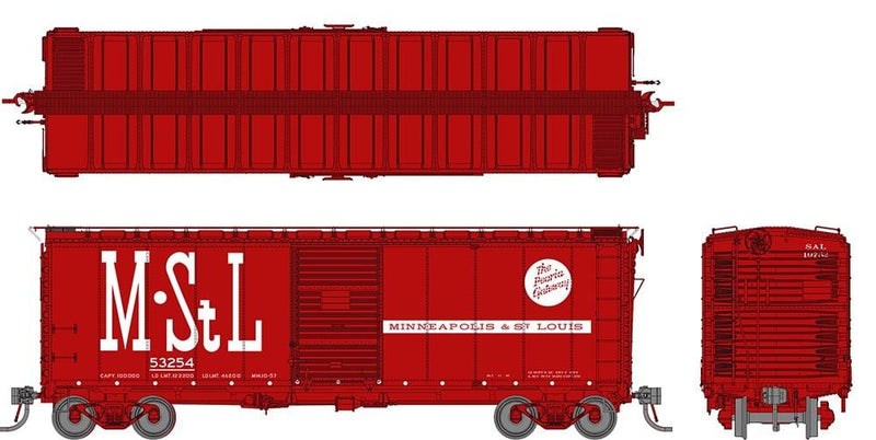 PREORDER Rapido 181004A HO 1937 AAR 40' Boxcar - Round corner: M&StL - Red: Single Car