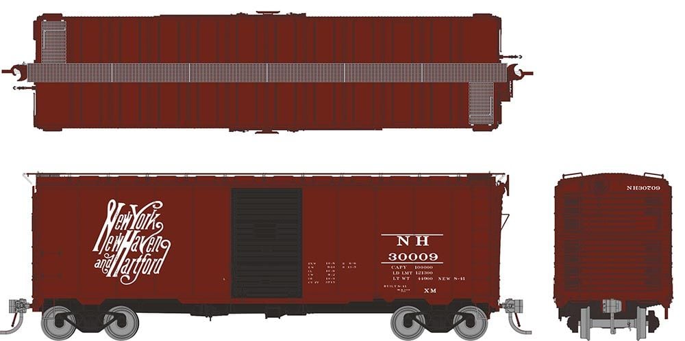 PREORDER Rapido 181005A HO 1937 AAR 40' Boxcar - Round corner: NH - Sc