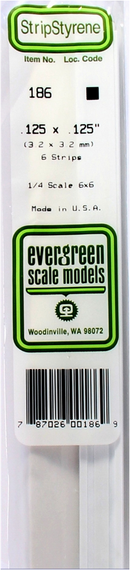 Evergreen Scale 186 .125 X .125 STRIPS