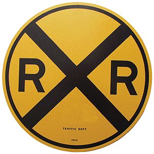 Microscale Industries 10201 18" Heavy-Duty Aluminum Sign -- Railroad Crossing Advance Warning (round; yellow & black), All Scales