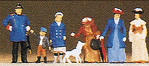 1900s Figures -- Passers-By, Police & Dog, HO