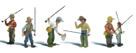 HO Scale Woodland Scenics - Set Di 2 Pescatore A Mosca, Figure In Scala HO Per Diorami E Plastici Ferroviari, Dipinte A Mano