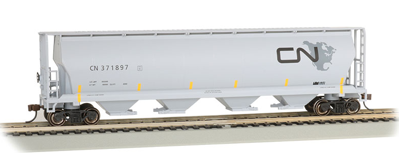 Bachmann 73804 Canadian Cylindrical 4-Bay Grain Hopper - Ready to Run - Silver Series -- Canadian National (North America Logo), HO