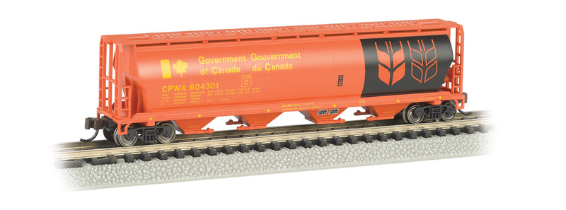 Bachmann 19154 Gov. Of Canada - Red - 4 Bay Cylindrical Grain Hopper - N Scale