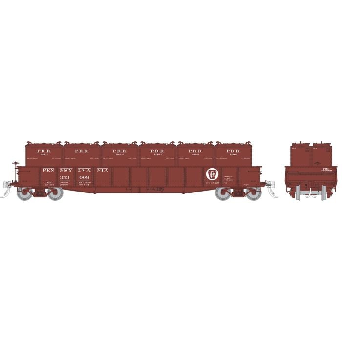 PREORDER Rapido 194003A HO G22b Gondola w/containers: PRR - Circle Keystone (AB brakes): Single Car