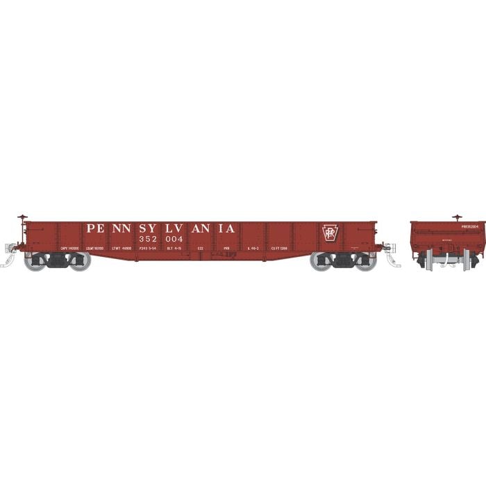 PREORDER Rapido 194004A HO G22 Gondola: PRR - Shadow Keystone (AB brakes): 6-Pack