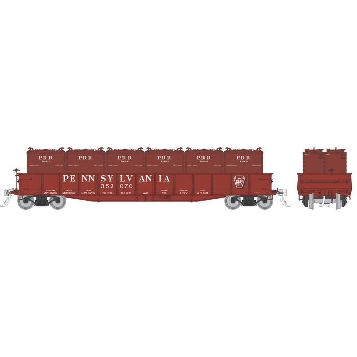 PREORDER Rapido 194006A HO G22b Gondola w/containers: PRR - Shadow Keystone (AB brakes): Single Car