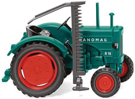 Wiking 88506 1953-1958 Hanomag R 16 Farm Tractor - Assembled -- Opal Green, Red, HO Scale