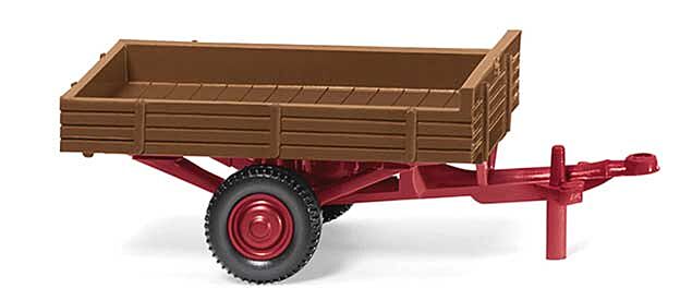 Wiking 87943 1956-1961 Allgaier Single-Axle Trailer - Assembled -- Fawn Brown, HO Scale