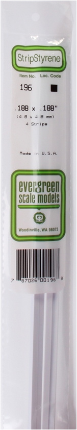 Evergreen Scale 196 .188 X .188 STRIPS