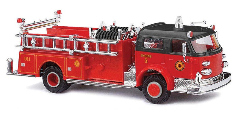 Busch Gmbh & Co Kg 46018 1968 American LaFrance Closed-Cab Pumper - Assembled -- Fire Department (red, black), HO Scale