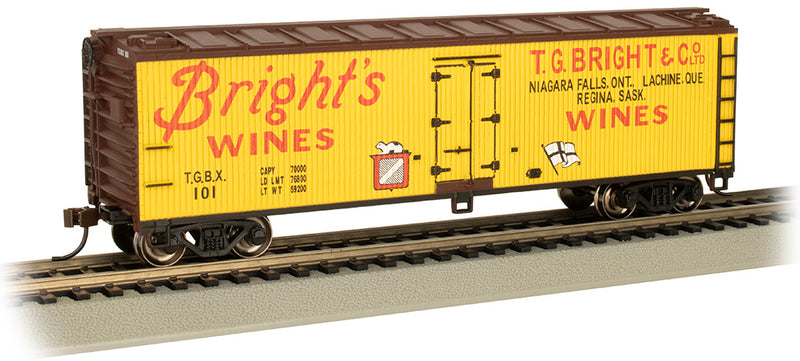 Bachmann 19809 Bright's Wines - 40' Wood-side Refrig Box Car - HO Scale