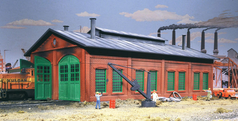 Walthers Cornerstone 933-3007 2-Stall Enginehouse -- Kit - 12-3/4 x 7 x 5-1/4" 31.8 x 17.5 x 13.1cm - Holds Locos To 11-5/8" 29cm, HO Scale