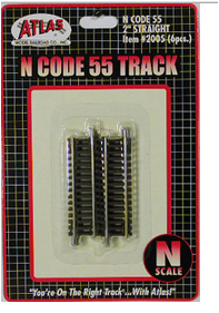 Atlas 2005 N C55 2' STRAIGHT TRACK 6pc, N Scale