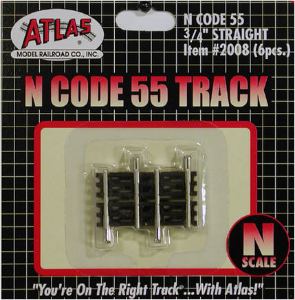 Atlas 2008 C55 .75' STRAIGHT TRACK 6pc, N Scale