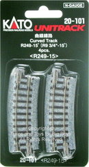 Kato USA 20101 R249-15 CURVE TRACK 4pk, N Scale