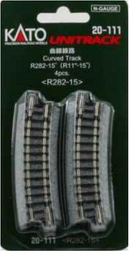 Kato USA 20-111 R282-15 CURVE TRACK 4pk, N Scale
