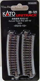 Kato USA 20121 R315-15 CURVE TRACK 4pk, N Scale