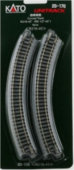 Kato USA 20-170 R218-45 CURVE TRACK 4pk, N Scale