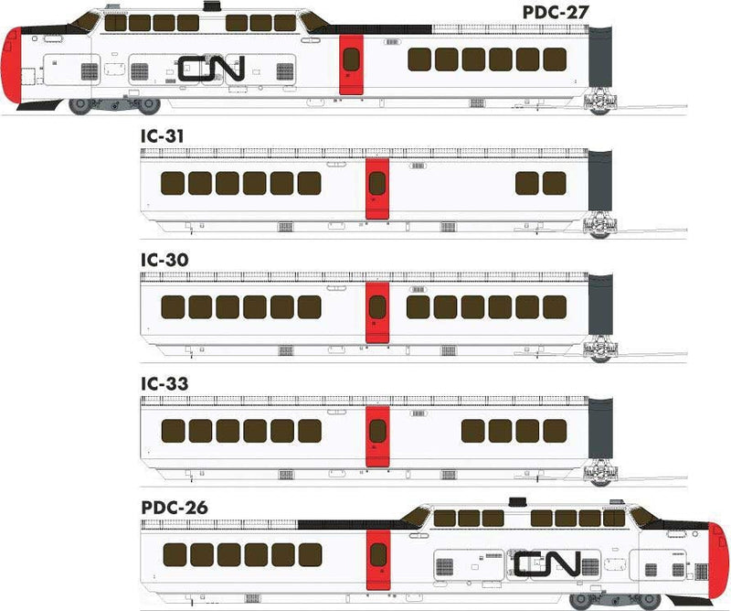 PREORDER Rapido 203505 HO UAC TurboTrain 5-Car Passenger Train-Only Set (2022 Ver.) - Sound & DCC Equipp -- Canadian National