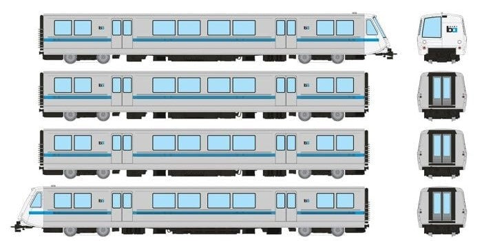 PREORDER Rapido 204001 HO Bay Area Rapid Transit (DC/Silent): A-B-B-A Train