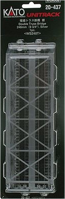 Kato N Scale Unitrack 20437 - 248mm (9 3/4") Double Track Truss Bridge, Silver
