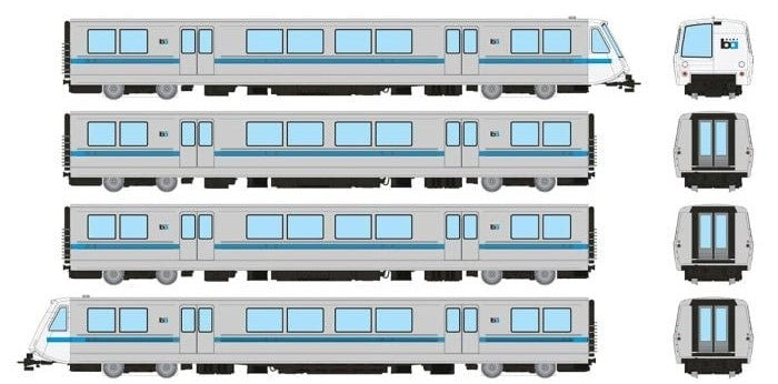 PREORDER Rapido 204501 HO Bay Area Rapid Transit (DC/DCC/Sound): A-B-B-A Train