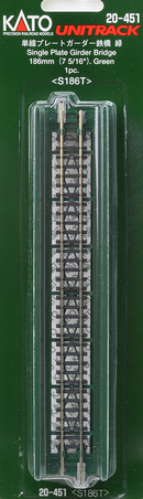 Kato N Scale Unitrack 20451 - 186mm (7 5/16") Single Track Plate Girder Bridge, Green