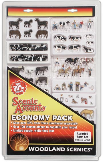 Woodland Scenics 2051 Economy Pack - Assorted Farm Set, HO