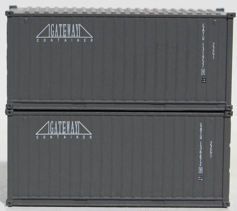 Jacksonville Terminal Company 205321 GATEWAY - 20' Std. height containers with Magnetic system, Corrugated-side. JTC-205321, N Scale