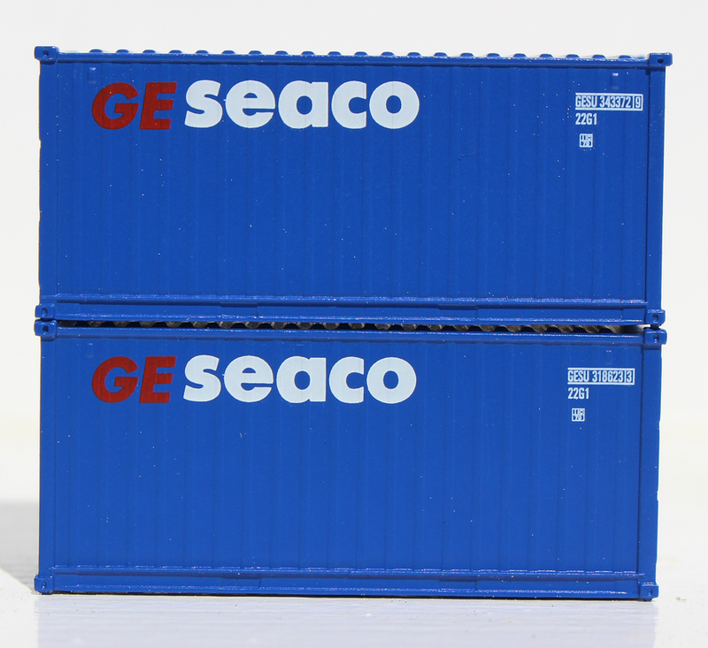 Jacksonville Terminal Company 205340 GESEACO 20' Std. height containers with Magnetic system, Corrugated-side. JTC-205340, N Scale