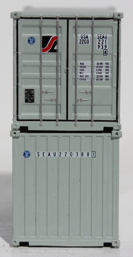 Jacksonville Terminal Company 205344 SEALAND - 20' Std. height containers with Magnetic system, Corrugated-side. JTC-205344, N Scale