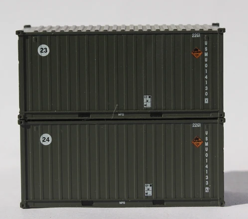 Jacksonville Terminal Company 205450 USMU B, MILITARY SERIES 20' Std. height containers with Magnetic system, JTC-205450, N Scale