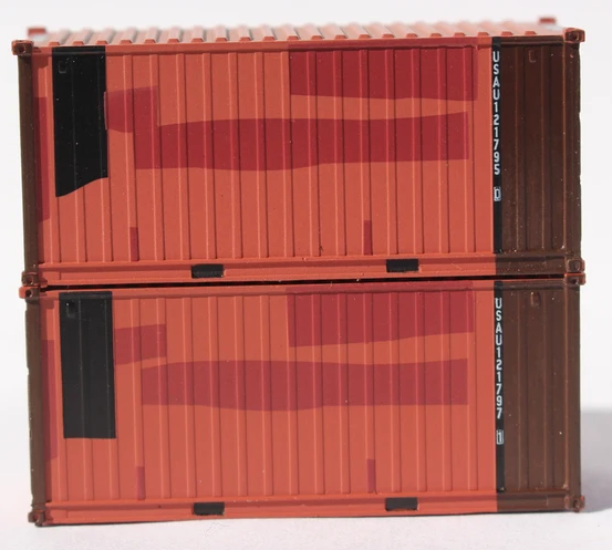 Jacksonville Terminal Company 205458 USAU Brown patch A, MILITARY SERIES US ARMY Patched 20' Std. height containers with Magnetic system, JTC-205458, N Scale