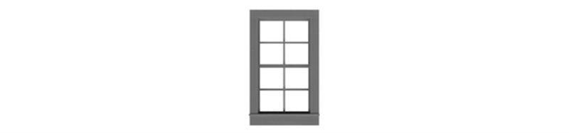 Tichy Train Group 2058 Double-Hung Windows -- Scale 27 x 50"  68.6 x 127cm pkg(6), O Scale