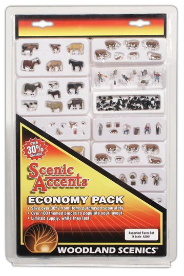 Woodland Scenics 2061 Economy Pack - Assorted Farm Set - N Scale