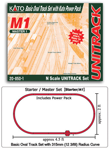 Kato  Unitrack 208501 - M1 Basic Oval w/ Kato Power Pack, N Scale
