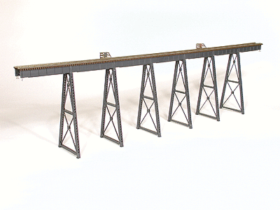 Micro Engineering 75550 210' Tall Steel Viaduct, Low Bridge w/Bents -- 7 30' Spans, 6 1,2,or 3-Story Bents, 29"L x 10 5/8", 7 1/2" or 4 1/4" H, HO Scale