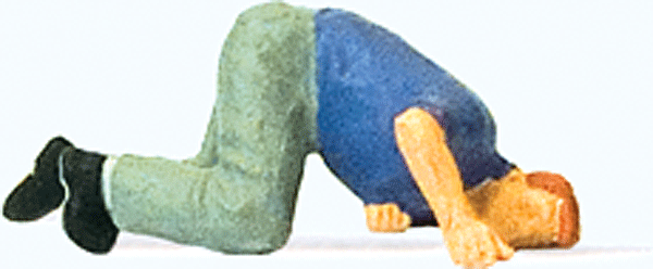 Preiser Kg 28156 Individual Figure -- Trying to Find Something (Man on Knees Looking Under Something), HO Scale