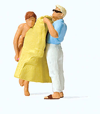 Preiser Kg 28162 Changing Clothes on the Beach -- pkg(2), HO Scale