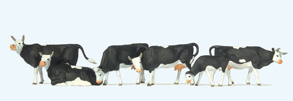 Preiser Kg 73013 Cows -- pkg(6), 1:76 Scale