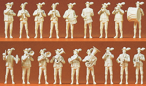 Preiser Kg 16353 Working People -- Bavarian Band - Unpainted pkg(18), HO Scale