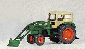 Preiser Kg 17924 Farm Machinery Deutz Tractor D6206 Kit -- With Enclosed Cab, Snow Plow, HO Scale