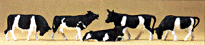 Preiser Kg 14155 Animals -- Cows - Colors may vary, black/white, brown/white., HO Scale