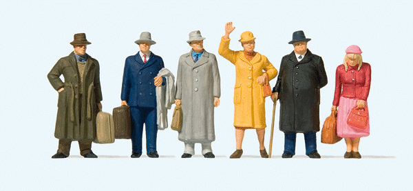 Preiser Kg 65366 Standing & Walking Passengers -- pkg(6), 1:45 Scale