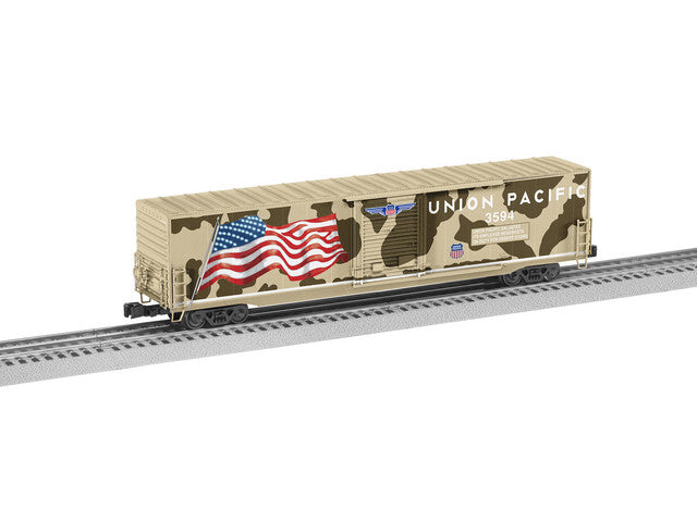 Lionel 2226991 UP Desert Victory Illuminated Flag Boxcar, O Scale