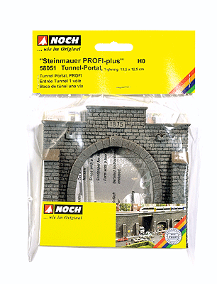 Noch Gmbh 58051 Profi-Plus Scenic Components -- Tunnel Portal Single-Track (gray) 5-5/16 x 5-1/8" 13.5 x 13cm, HO