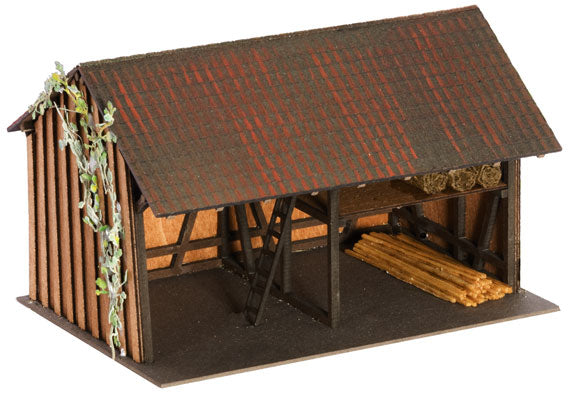 Noch Gmbh 66711 Wooden Open-Sided Barn -- Laser-Cut Wood Kit - 3-1/2 x 2-3/8 x 2-3/16"  9 x 6 x 5.6cm, HO