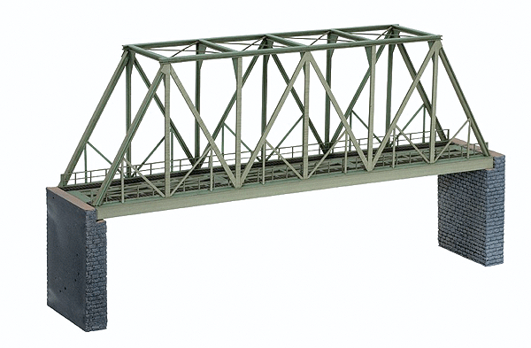 Noch Gmbh 67029 Steel Through Truss Bridge w/Cut-Stone Abutments - Kit (Laser-Cut Card) -- 14-3/16" 36cm Long; Abutments: 3-3/4" 7.2cm Tall, HO