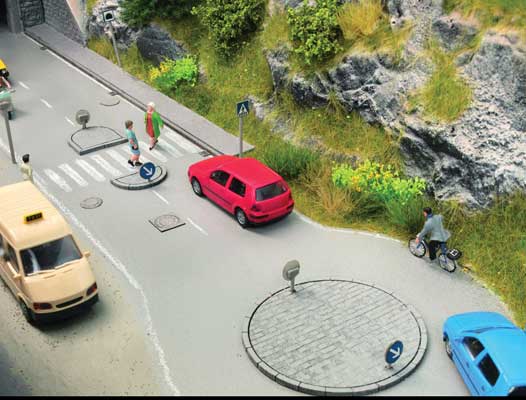 Noch Gmbh 14388 Traffic Island Set - Laser-Cut Minis -- Roundabout and Islands plus 49 European Signs and More, HO